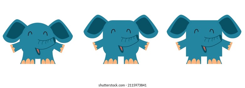 A set of animals of square and round shape. Vector illustration of an elephant