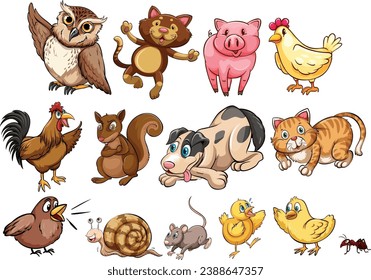 Set of animals. Vector. For a cartoon or game.