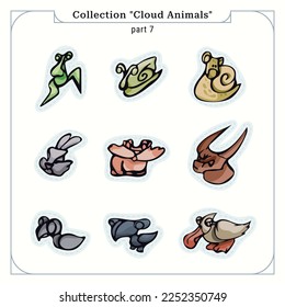 Set of animals in vector. Collection of stylistic creatures. Design for souvenirs, textiles, clothing, dishes, graphics, etc.