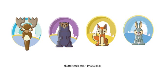 set of animals. vector illustration. logo for printing T-shirts and other targets