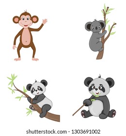 set of animals in vector isolated on white background. Cute illustrations of cartoon animals.