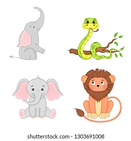 set of animals in vector isolated on white background. Cute illustrations of cartoon animals.