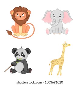 set of animals in vector isolated on white background. Cute illustrations of cartoon animals.