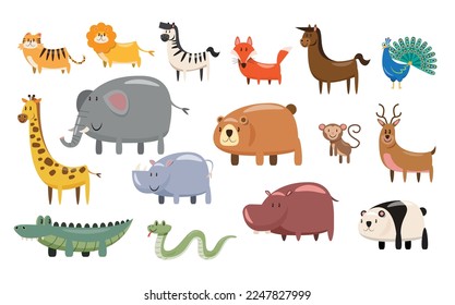 set of animals wildlife character vector illustration