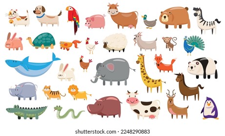 set of animals wildlife character vector illustration