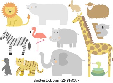 Set of animals, zoo, hand drawn