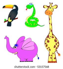 Set of animated cute african animals