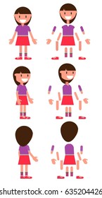 Set for animation. Vector girl. Isolated on a white background.