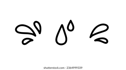 A set of anime emoji in doodle style. Linear drop icons. Linear vector illustration