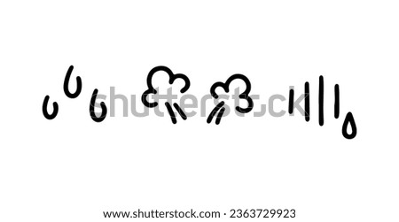 A set of anime emoji in doodle style. Linear icons fear, embarrassment. Linear vector illustration