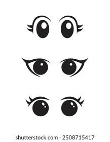 Conjunto de desenhos animados de olhos para elemento, expressão facial, rosto e emoção