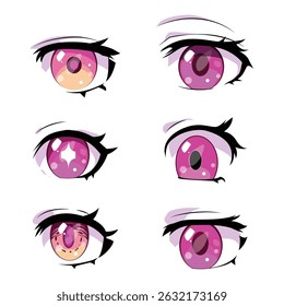 Conjunto de olhos de anime coleção ilustração conceito