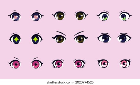 Set of anime eyes illustration design