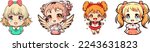set of Anime Kid girl sticker, mascot isolated collection of cute anime girl, cartoon style boy, colorfull baby girl. for copy space, design asset, for tshirt designs