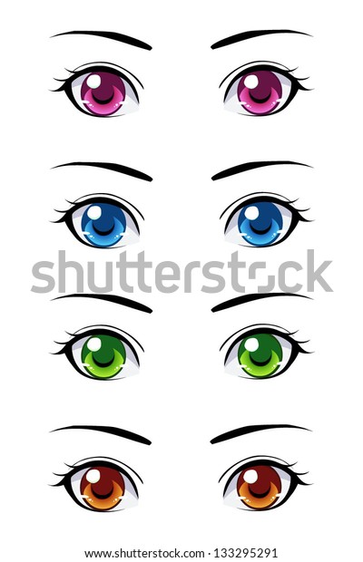 Set Anime Style Eyes Different Colors Stock Vector (Royalty Free ...