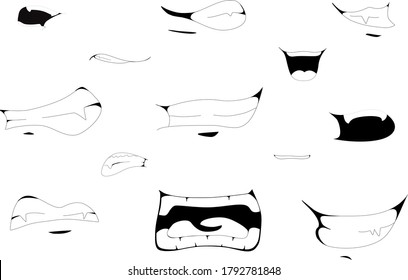 Set Animes Smile On White Background Stock Vector (royalty Free 