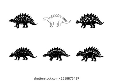 Conjunto de Ankylosaurus silhueta ilustração vetor