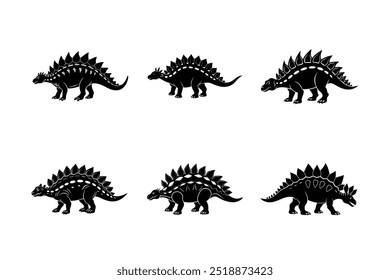 Set of Ankylosaurus silhouette vector illustration