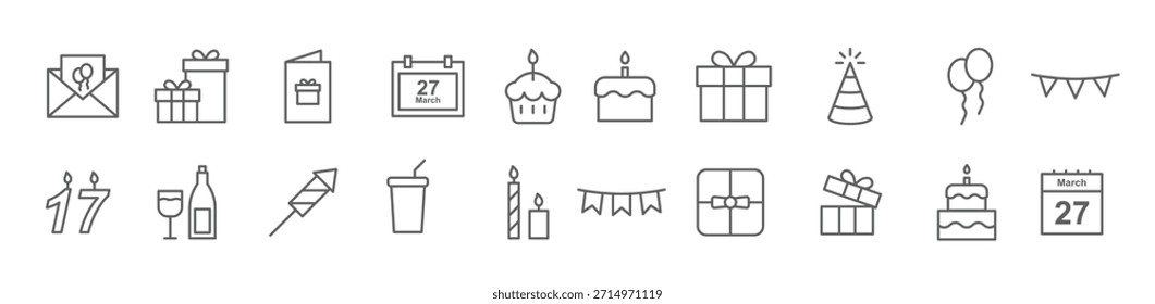 conjunto de ilustração de vetor de aniversário