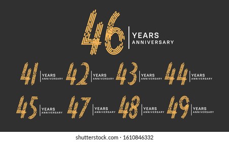 Set anniversary 41-49th brown color isolated on grey background for celebration purpose