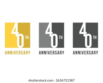 Set of anniversary badges design, 40 th anniversary symbol, vector illustration, isolated on transparent background
