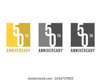 Set of anniversary badges design, 50 th anniversary symbol, vector illustration, isolated on transparent background
