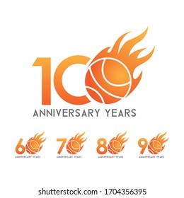 set of anniversary basketball logo vector