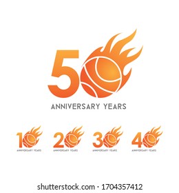set of anniversary basketball logo vector