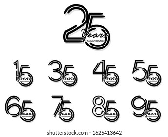 Set of Anniversary black stripe motif, anniversary template design for web ,Creative poster, booklet, leaflet, flyer, magazine, invitation card