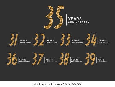 Set anniversary brown color isolated on grey background for celebration purpose