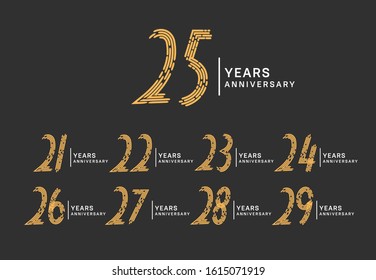 Set anniversary brown color isolated on black background for celebration purpose