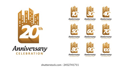 set of anniversary building number design