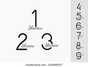 set of anniversary with calligraphy black color on white background for special moment