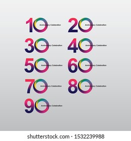 Set of anniversary celebration design template