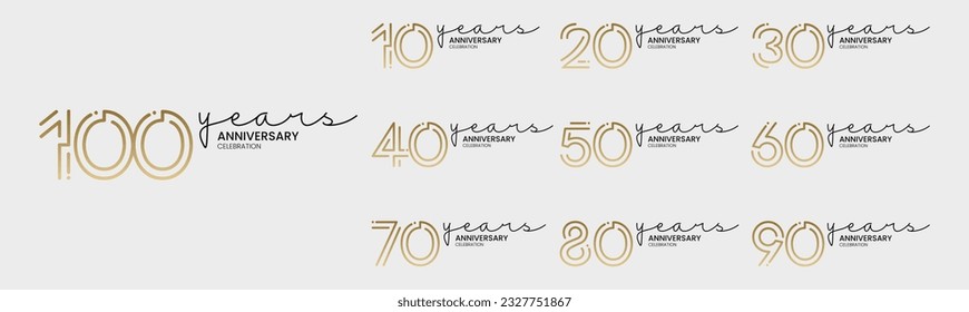 Set of anniversary Celebration Icon Vector Logo Design Template. Emblem of the 10th anniversary.