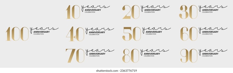 Set of Anniversary Celebration Icon Vector Logo Design Template. Emblem of the 100th anniversary.