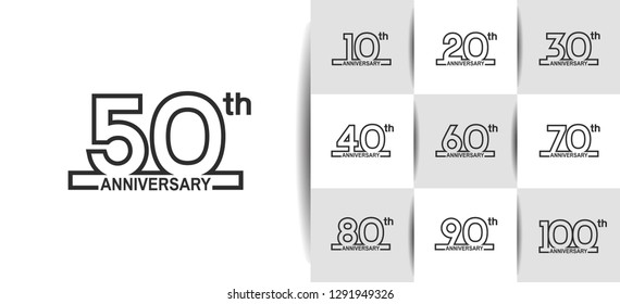 set of anniversary celebration logotype line style black color for company event