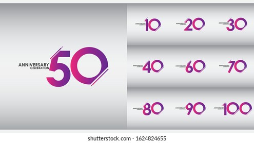 set of anniversary celebration vector concept template design illustration