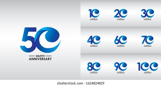 set of anniversary celebration vector concept template design illustration