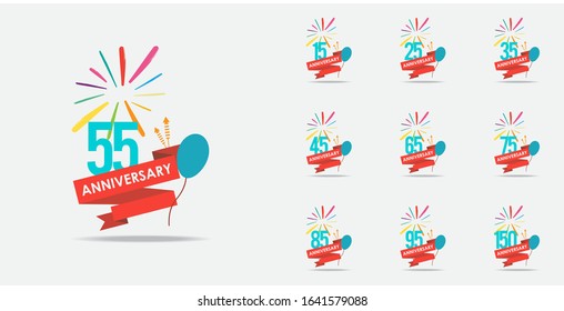 set anniversary celebration vector concept template design illustration