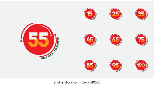set anniversary celebration vector concept template design illustration