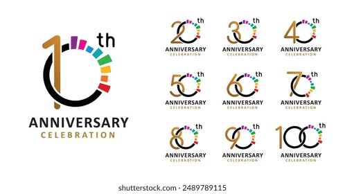 Set of anniversary design colorful number
