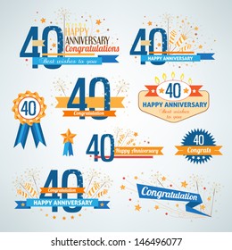 Set of anniversary design elements