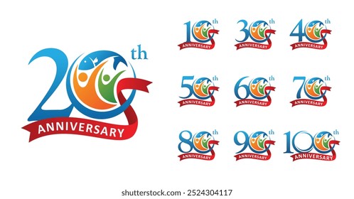 Set of anniversary design fisherman number