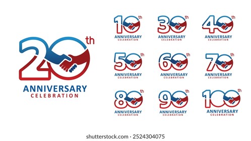 Set of anniversary design handshake number