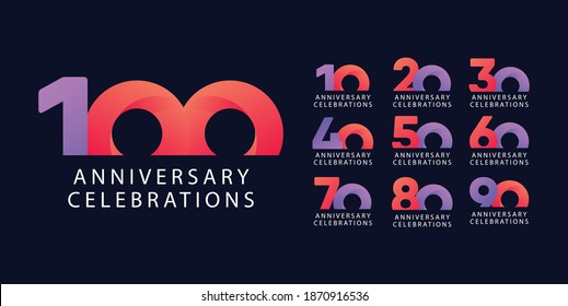 Establecer el concepto de logotipo de diseño de aniversario. Logo para celebraciones de tu empresa, tarjeta de saludo, banner digital o impresión.