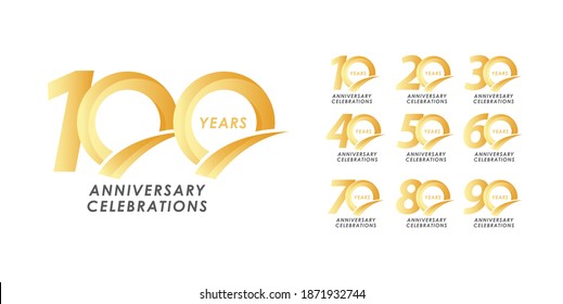 Establecer el concepto de logotipo de diseño de aniversario. Logo para celebraciones de tu empresa, tarjeta de saludo, banner digital o impresión.