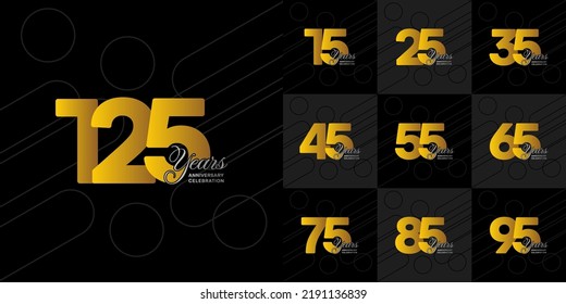 Establecer el concepto de logotipo de diseño de aniversario. Logo para celebraciones de tu empresa, tarjeta de saludo, banner digital o impresión.1
