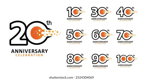Set of anniversary design modern circle number