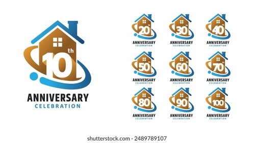 Set of anniversary design modern house number